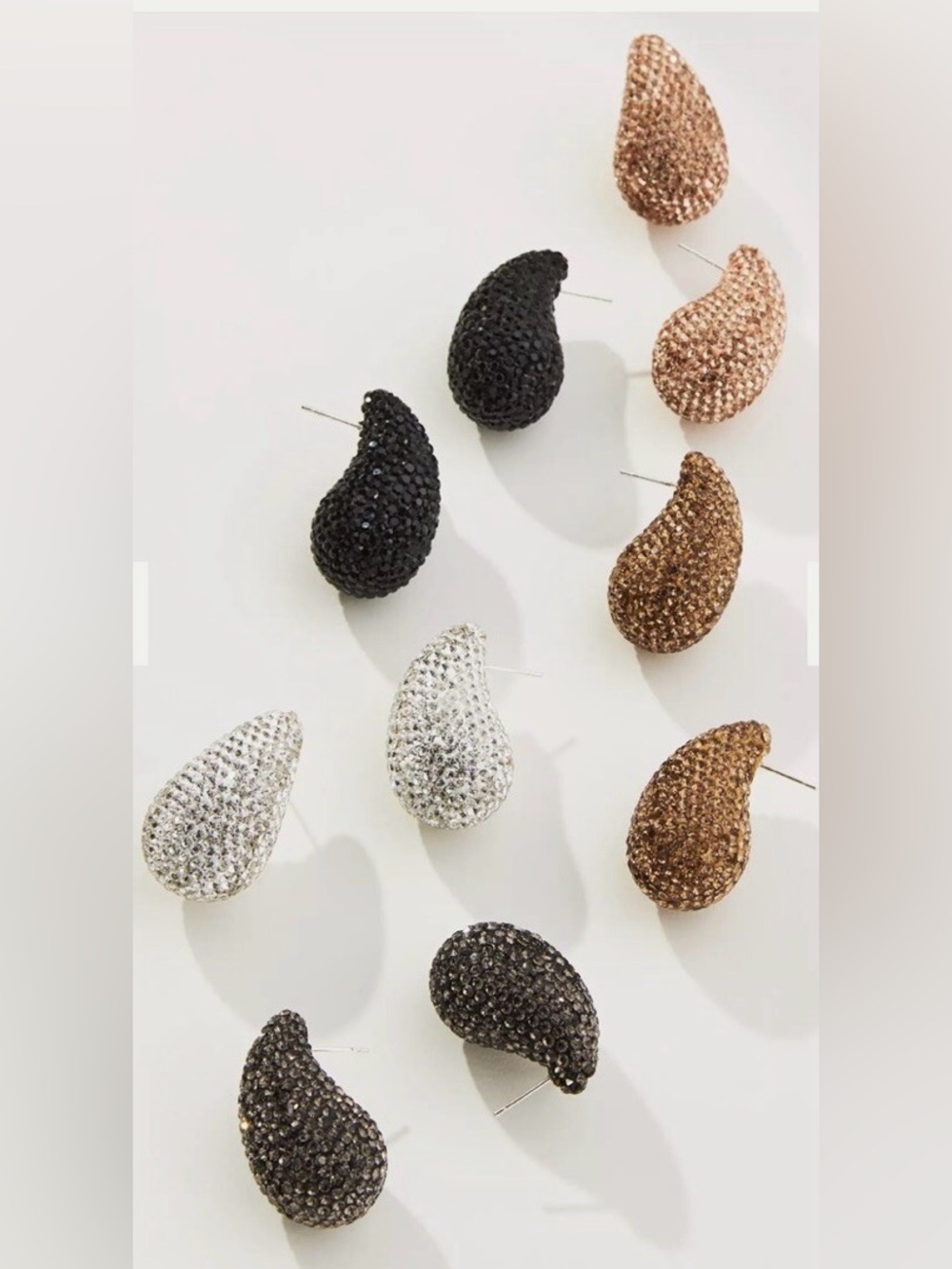 Anthropologie Petra MICRO Pavé CRYSTALS Drop Earrings TEARDROP SUPER SPARKLY